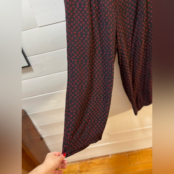 RENA ROWAN for SAVILLE STUDIO Black & Red Print Pants - Size 12 (Run Large) - Picture 4 of 9